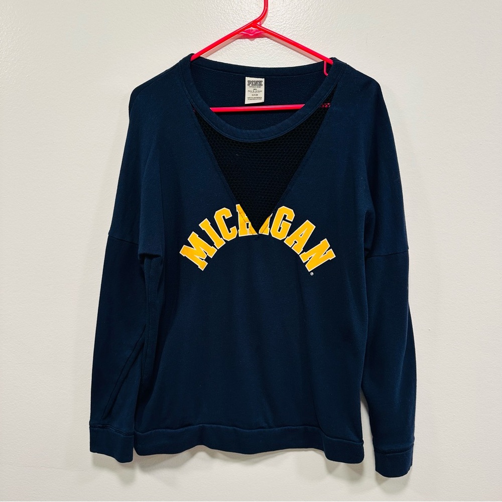 Victoriaâs Secret pink U of M Blue Michigan Sweatshirt oversized small